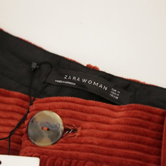 NWT Zara Corduroy Burnt Orange Pants Medium - Picture 6 of 8
